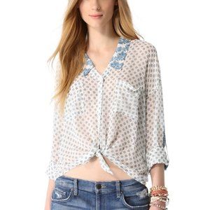 Free People Easy Rider Sheer Printed Buttondown